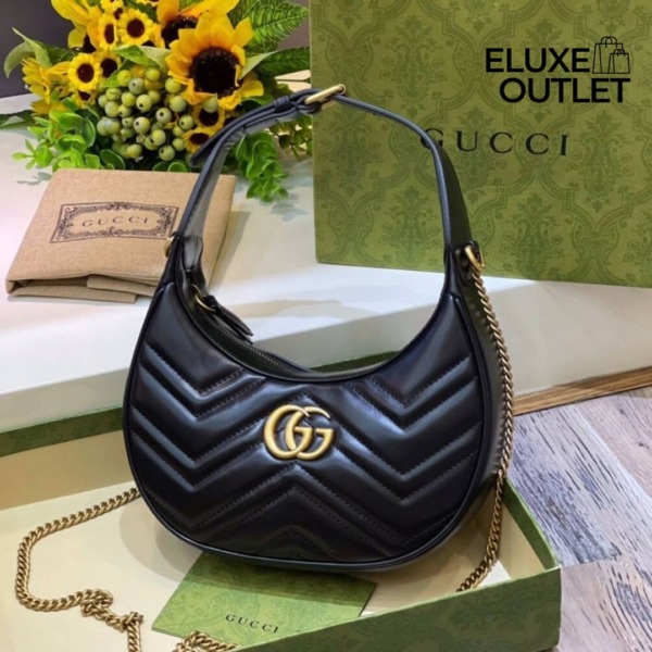 GG Marmont Half-Moon Schwarz 21 cm
