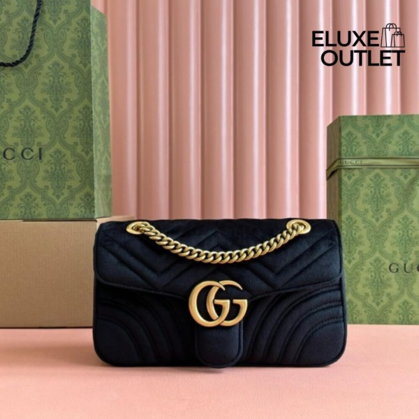 GG Marmont Velvet Schwarz 26 cm
