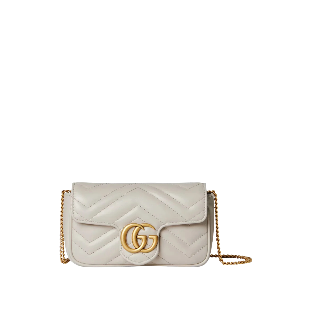 Hellgraue Matelassé-Leder Super-Tasche 16.5cm