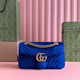 GG Marmont Velvet Blau 26 cm