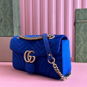 GG Marmont Velvet Blau 26 cm