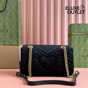 GG Marmont Velvet Schwarz 26 cm