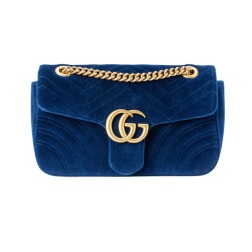 GG Marmont Velvet Blau 26 cm