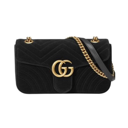 GG Marmont Velvet Schwarz 26 cm