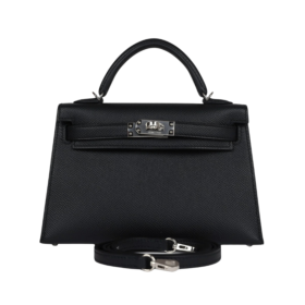 Kelly Epsom Schwarz/Silbern 20 cm