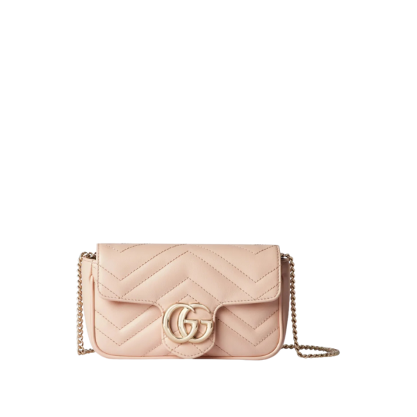 Hellrosa Matelassé Super-Mini-Tasche 16.5cm