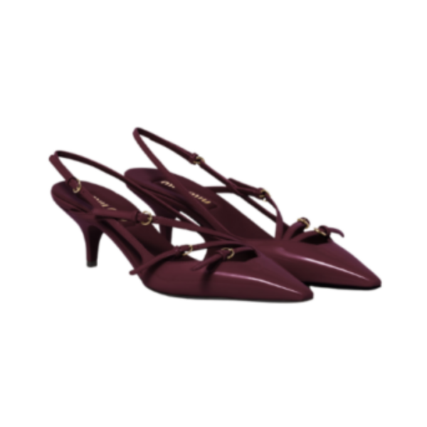 Slingbacks aus Lackleder mit Schnallen 5,5, cm
