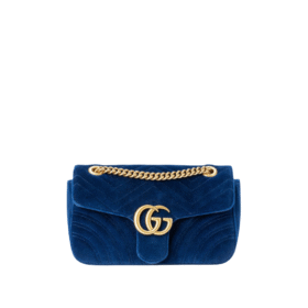 GG Marmont Velvet Blau 26 cm