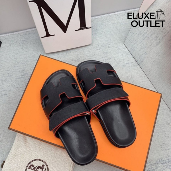 Cyprus Sandals Schwarz mit roten Rändern
