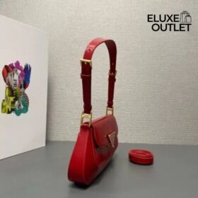 Leder-Schultertasche Rot 24 cm