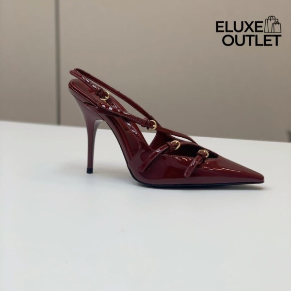 Slingback-Pumps mit Schnalle Bordeauxrot