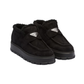 Loafer-Stiefeletten aus Wildleder Schwarz