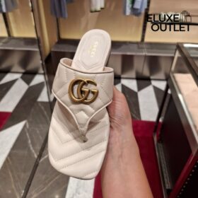 Double G Leder-Zehentrenner-Sandalen
