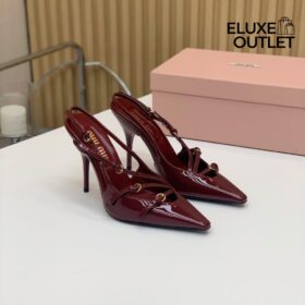 Slingback-Pumps mit Schnalle Bordeauxrot