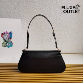 Leder-Schultertasche Schwarz 31 cm