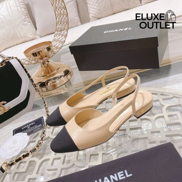 Ballerinas mit Absätzen Schwarz/Beige