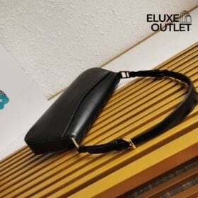Leder-Schultertasche Schwarz 31 cm