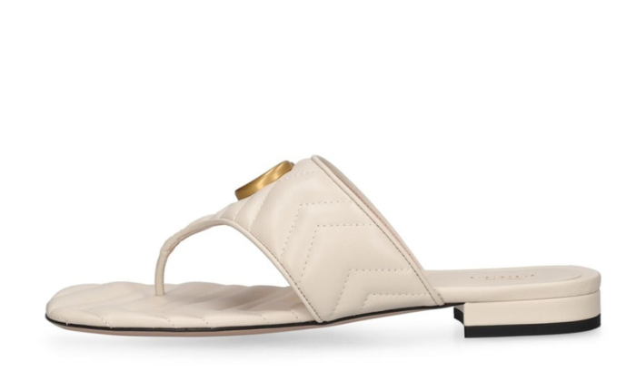 Double G Leder-Zehentrenner-Sandalen