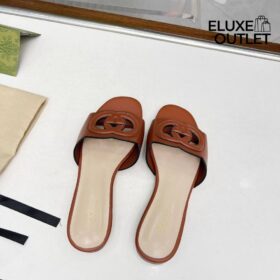 Cutout Lederslide-Sandalen Braun