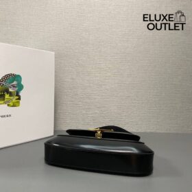 Leder-Schultertasche Schwarz 24 cm