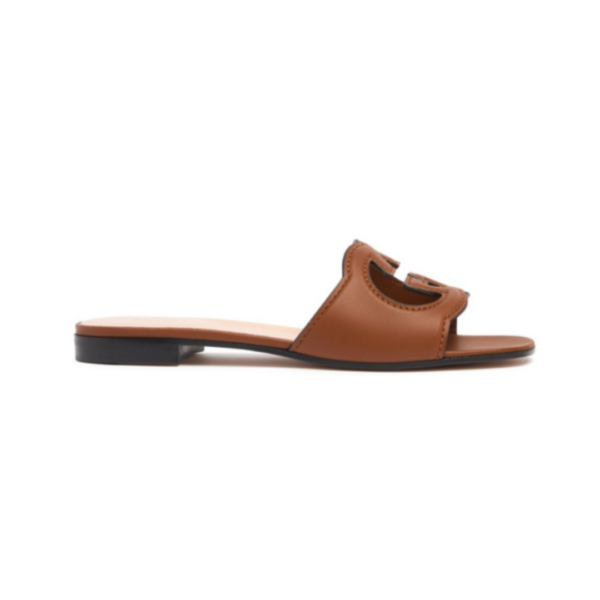 Cutout Lederslide-Sandalen Braun