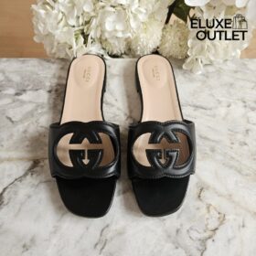 Cutout Lederslide-Sandalen