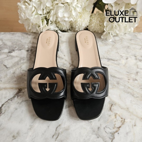 Cutout Lederslide-Sandalen