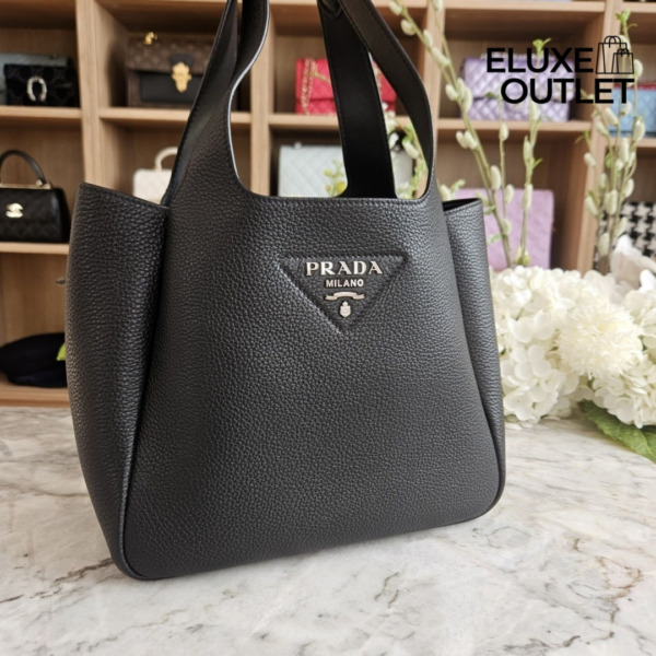 Tote Bag aus Leder Schwarz 25 cm