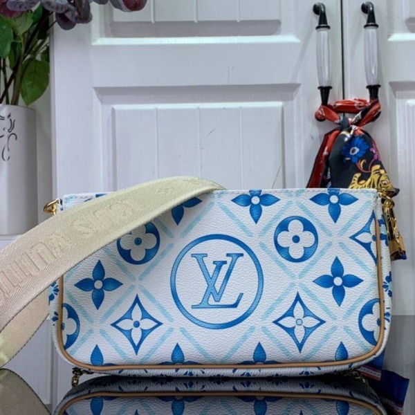Multi Pochette Accessoires Creme/Blau 24 cm
