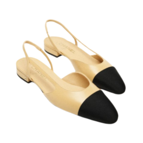 Ballerinas mit Absätzen Schwarz/Beige