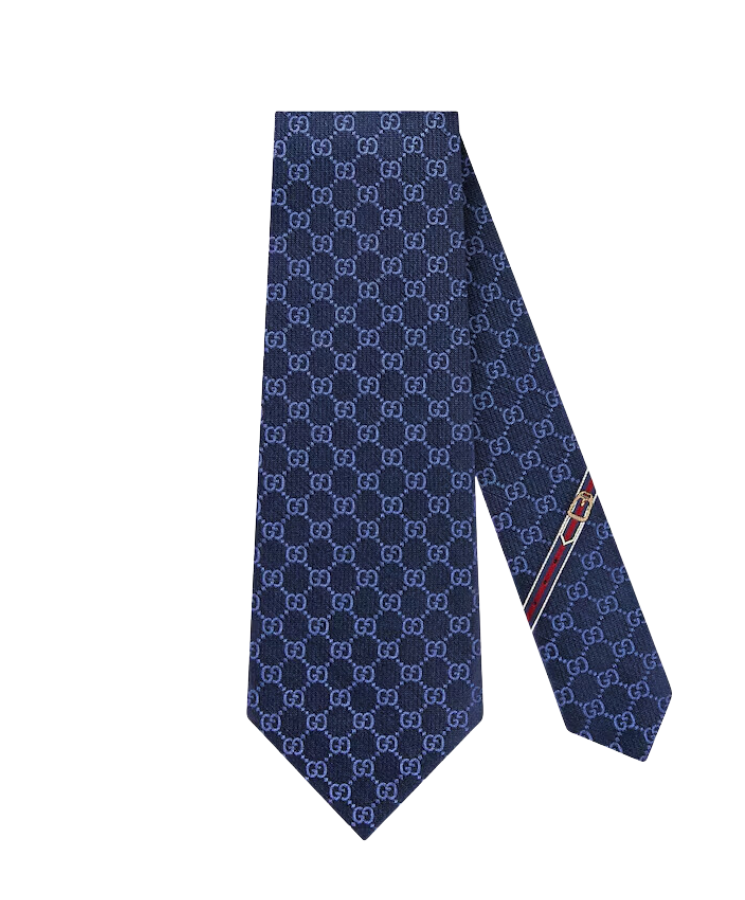 Krawatte mit GG-Muster Blau