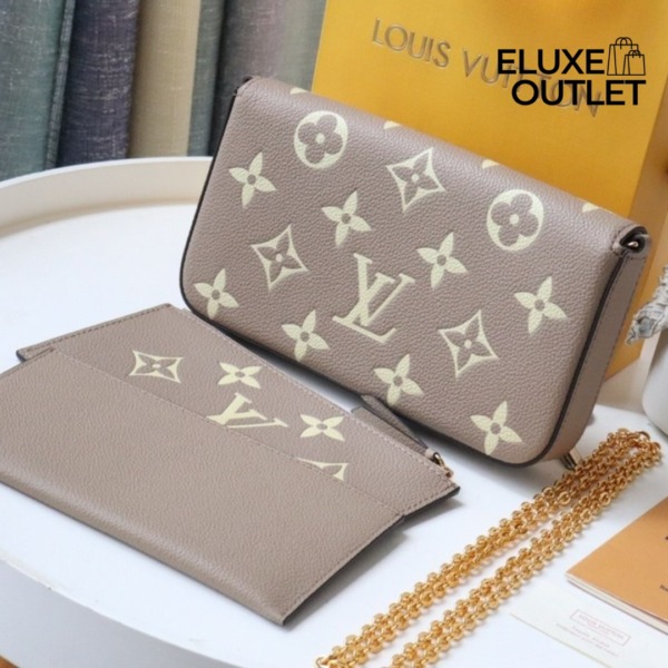 Pochette Felicie Grau-beige/Creme 21 cm