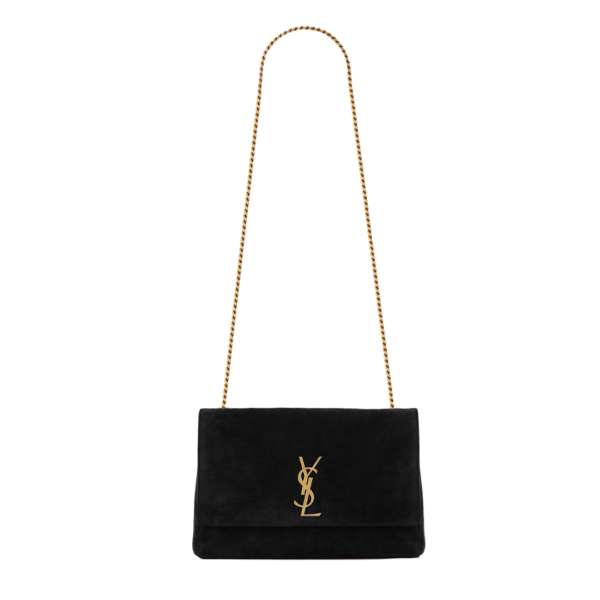 Kate Wendetasche aus Veloursleder und Glattleder Schwarz 28,5 cm