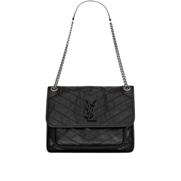 Niki Medium aus Vintage-Leder Schwarz 27 cm
