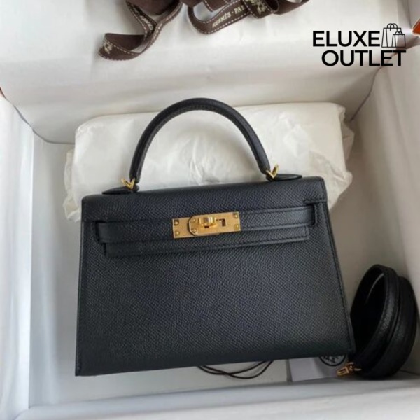 Kelly Epsom Schwarz/Gold 20 cm
