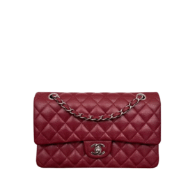 11.12 Genarbtes Leder Weinrot/Silbern 25.5 cm
