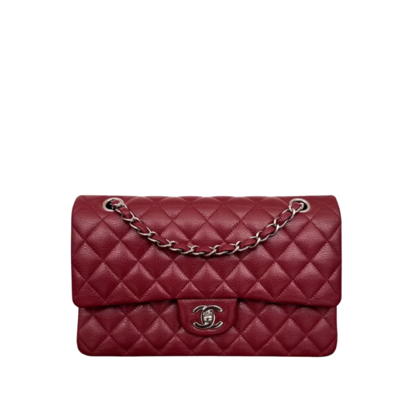 11.12 Genarbtes Leder Weinrot/Silbern 25.5 cm