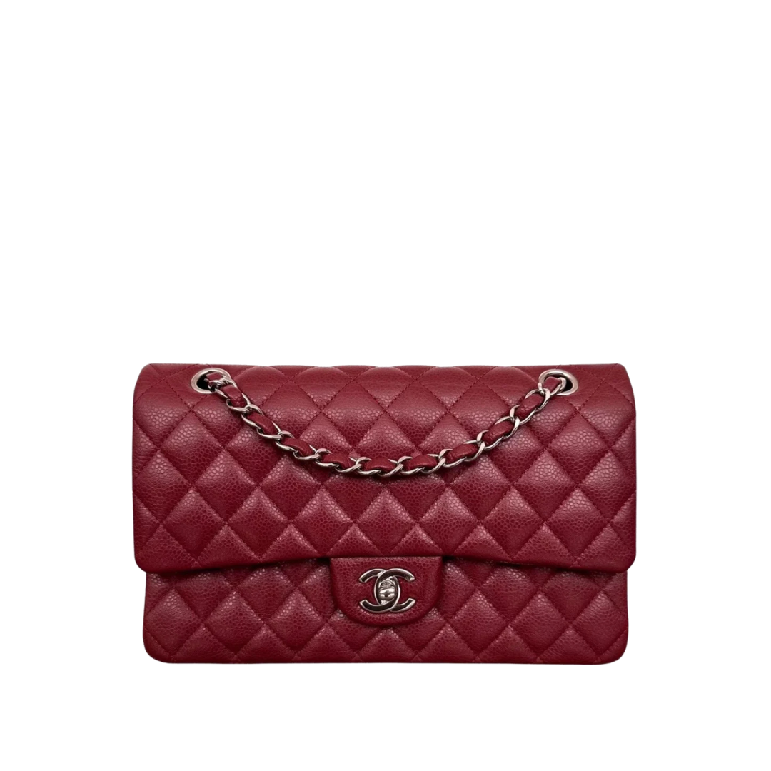 11.12 Genarbtes Leder Weinrot/Silbern 25.5 cm