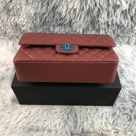 11.12 Genarbtes Leder Weinrot/Silbern 25.5 cm