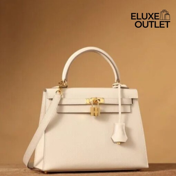 Kelly 25 Epsom Creme/Golden