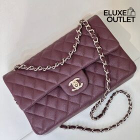 11.12 Genarbtes Leder Bordeaux/Silbern 25.5 cm