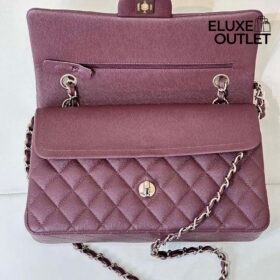 11.12 Genarbtes Leder Bordeaux/Silbern 25.5 cm