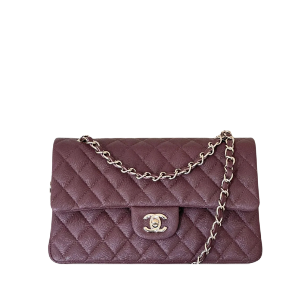 11.12 Genarbtes Leder Bordeaux/Silbern 25.5 cm
