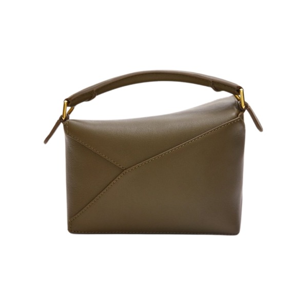 Tasche aus klassischem Kalbsleder in Dunkel-Khaki-Grün 12.5cm