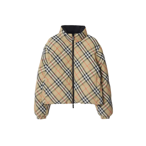 Nylon-Pufferjacke Braun/Beige
