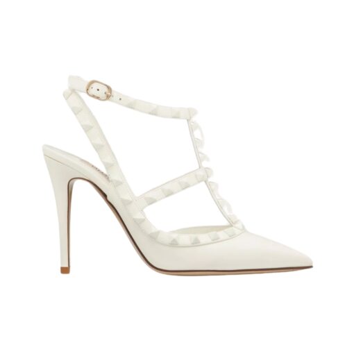 Rockstud Ankle Strap Pumps Elfenbein 100cm