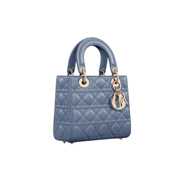 Denimblauw lamsleer met Cannage-motief 20cm