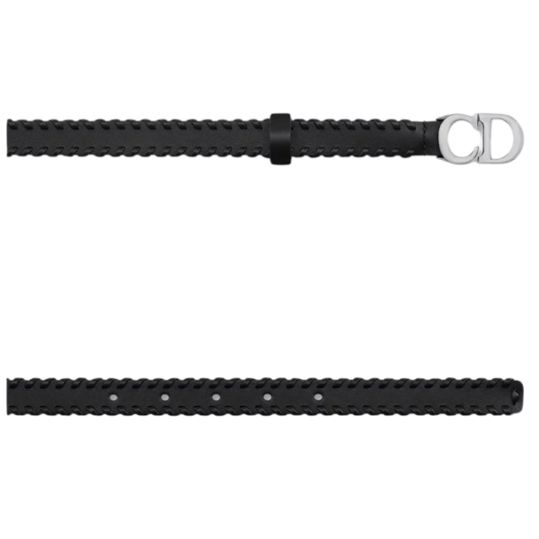 Soepel zwart kalfsleer met leren topstiksel 2cm