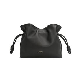 Mini Flamenco Clutch aus Nappaleder in Schwarz 18cm