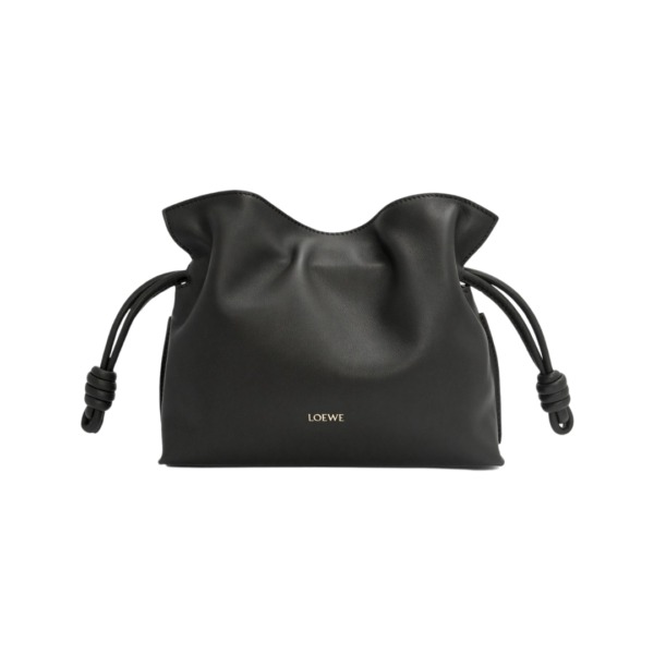 Mini Flamenco Clutch aus Nappaleder in Schwarz 18cm